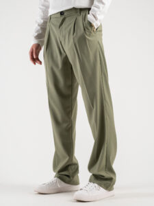 IMPERIAL Pantalone baggy da abito PD3MFNZ Oliva (4)