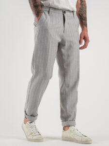 IMPERIAL Pantalone chinos gessato da abito PD3JFBY Perla (3)