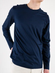 IMPERIAL T-shirt in cotone basica a manica lunga T583152058 Blu (4)