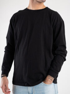 IMPERIAL T-shirt in cotone basica a manica lunga TR52GDUL Nero (4)