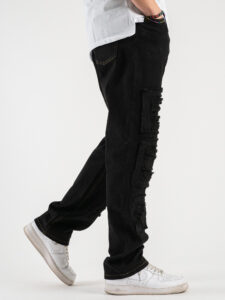 Jeans a gamba larga con finte rotture BLKS:2025 Nero3