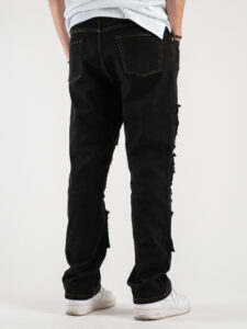 Jeans a gamba larga con finte rotture BLKS:2025 Nero4