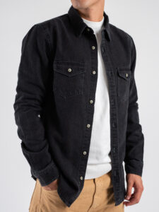 ONLY&SONS Camicia di jeans con tasche frontali BANE 22023247 Dark Grey Denim (3)