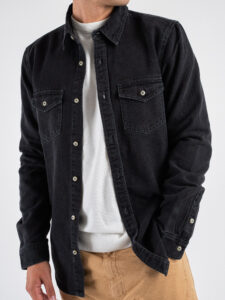 ONLY&SONS Camicia di jeans con tasche frontali BANE 22023247 Dark Grey Denim (4)