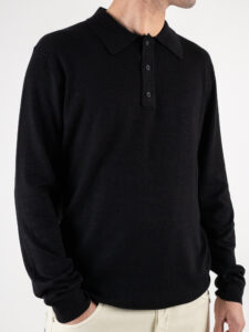 ONLY&SONS Polo basica in viscosa a manica lunga WYLER 22021184 Black (1)