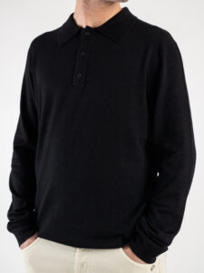 ONLY&SONS Polo basica in viscosa a manica lunga WYLER 22021184 Black (3)