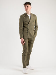 OVER-D Abito con giacca doppio petto + pantalone taglio sartoriale OE1S2S4A05 Militare (2)