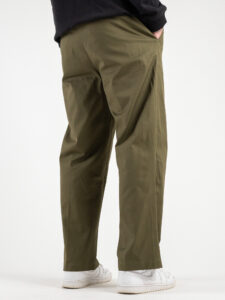 OVER-D Pantalone in cotone a gamba dritta con coulisse OE1S2S4P30 Militare (1)