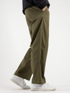 OVER-D Pantalone in cotone a gamba dritta con coulisse OE1S2S4P30 Militare (5)