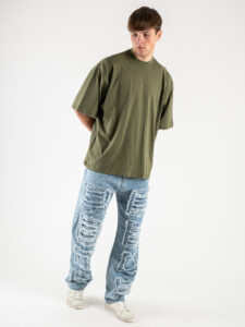 OVER-D T-shirt basica in cotone oversize OE1S2S4T08 Verde Militare221
