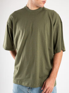 OVER-D T-shirt basica in cotone oversize OE1S2S4T08 Verde Militare222