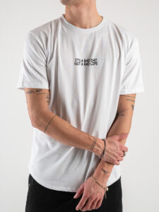 PABLIC T-shirt in cotone con scritta frontale e stampa sole sul retro 243237 Bianco3