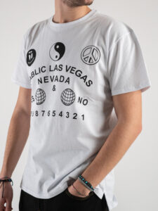 PABLIC T-shirt in cotone con stampa Las Vegas 236010 Bianco222