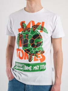 PABLIC T-shirt in cotone con stampa frontale turtles 243296 Bianco (1)