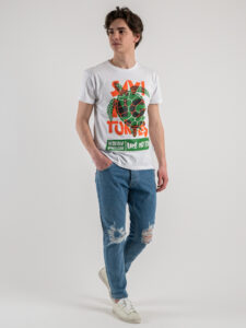 PABLIC T-shirt in cotone con stampa frontale turtles 243296 Bianco (2)