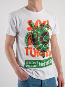 PABLIC T-shirt in cotone con stampa frontale turtles 243296 Bianco (3)