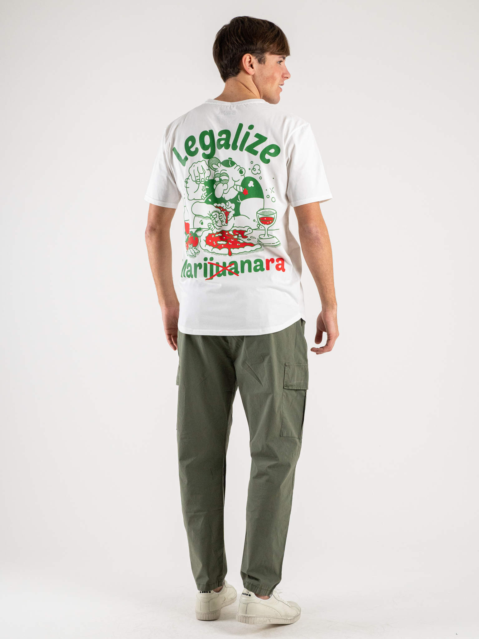 PABLIC T shirt in cotone con stampa marinara sul retro 243265 Panna Prezzo 0 00 Estasi Fashion