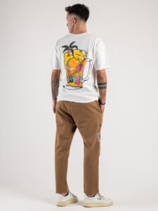 PABLIC T-shirt stondata con taschino e stampa birra spiaggia fronte:retro 243668 Bianco1