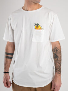 PABLIC T-shirt stondata con taschino e stampa birra spiaggia fronte:retro 243668 Bianco4