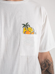 PABLIC T-shirt stondata con taschino e stampa birra spiaggia fronte:retro 243668 Bianco5