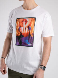 RESELL T-shirt in cotone con stampa FUCK OFF 634 Bianco (1)