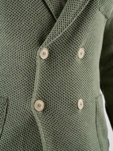 V2 Giacca doppiopetto leggera occhio di pernice con pochette GUOPE Pesto (1)