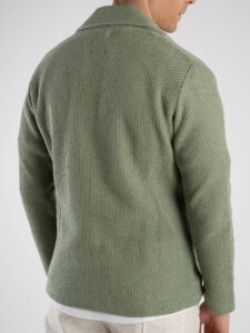 V2 Giacca doppiopetto leggera occhio di pernice con pochette GUOPE Pesto (3)
