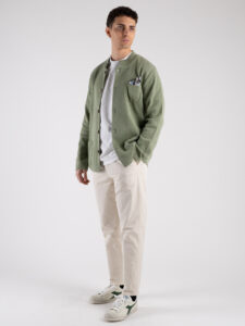 V2 Giacca in maglia leggera con collo alla coreana GUCO Pesto (5)
