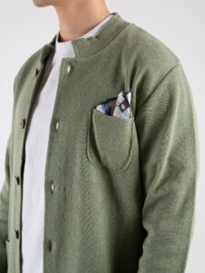 V2 Giacca in maglia leggera con collo alla coreana GUCO Pesto (6)