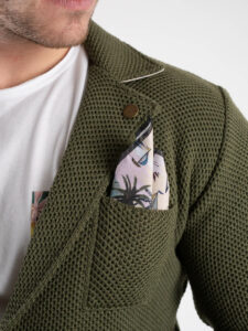 V2 Giacca monopetto leggera occhio di pernice con pochette GUOPE Militare (1)