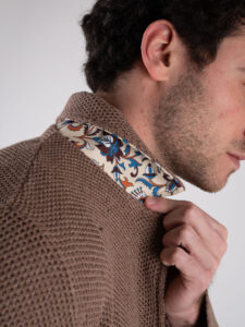 V2 Giacca monopetto leggera occhio di pernice con pochette GUOPE Moro (1)