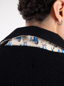V2 Giacca monopetto leggera occhio di pernice con pochette GUOPE Nero (1)