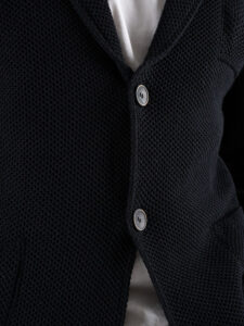 V2 Giacca monopetto leggera occhio di pernice con pochette GUOPE Nero (4)