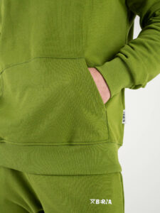 BERNA Felpa in cotone garzato con cappuccio 243228 Verde Olio (4)