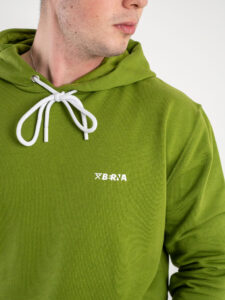 BERNA Felpa in cotone garzato con cappuccio 243228 Verde Olio (5)