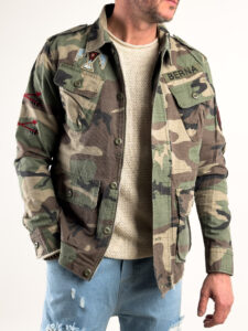 BERNA Giacca sahariana leggera sportiva con tasche e patch 243186 Camouflage1