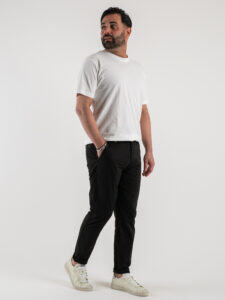 BERNA Pantalone chinos in cotone leggero 243217 Nero (2)