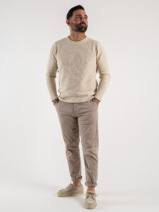 BERNA Pantalone chinos in cotone leggero 243217 Noce (2)