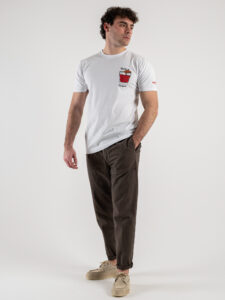 BERNA Pantalone cropped morbido con pinces in cotone leggero 243404 Moro (6)