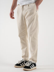 BERNA Pantalone morbido in cotone con pences e inserti in jeans 243435 Panna (3)
