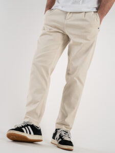 BERNA Pantalone morbido in cotone con pences e inserti in jeans 243435 Panna (4)