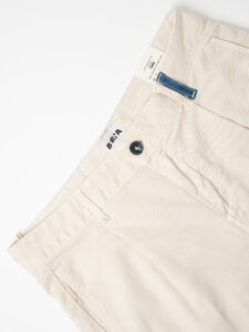 BERNA Pantalone morbido in cotone con pences e inserti in jeans 243435 Panna (9)