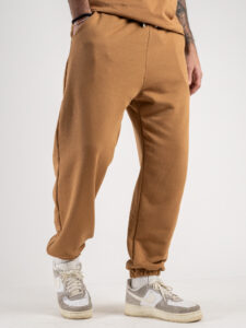 BERNA Pantalone tuta in cotone garzato 243226 Cammello1