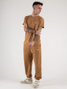 BERNA Pantalone tuta in cotone garzato 243226 Cammello5