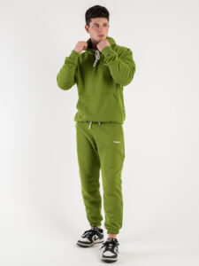 BERNA Pantalone tuta in cotone garzato 243226 Verde Olio