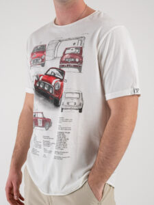 BERNA T-shirt in cotone con stampa frontale automobile rossa 243287 Panna (4)