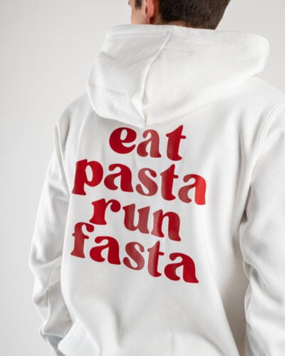 CHOOSE Hoodie Eat pasta Run fasta White1 Best Seller