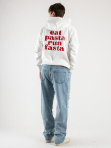 CHOOSE Hoodie | Eat pasta Run fasta White2