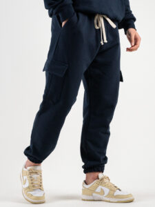 Completo tuta in cotone con felpa cappuccio + pantalone con tasconi KANYE Est. Blu (7)