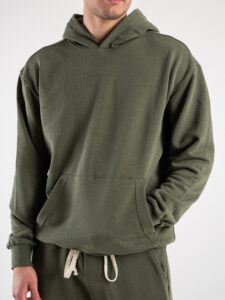 Completo tuta in cotone con felpa cappuccio + pantalone con tasconi KANYE Est. Dark Green (3)